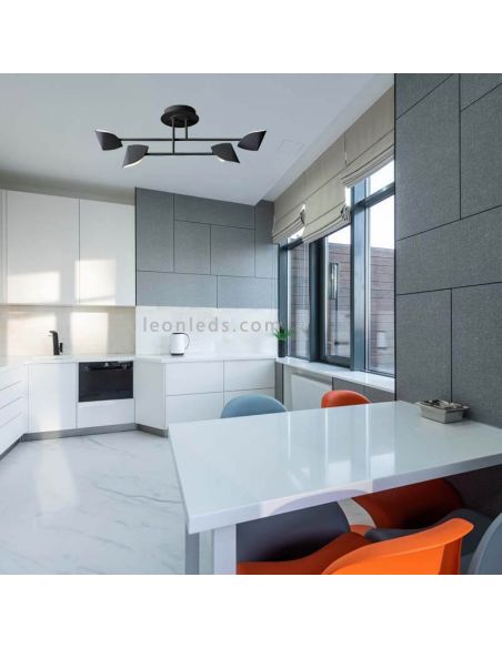 Candeeiro de tecto LED Capuccina preto pequeno ambiente