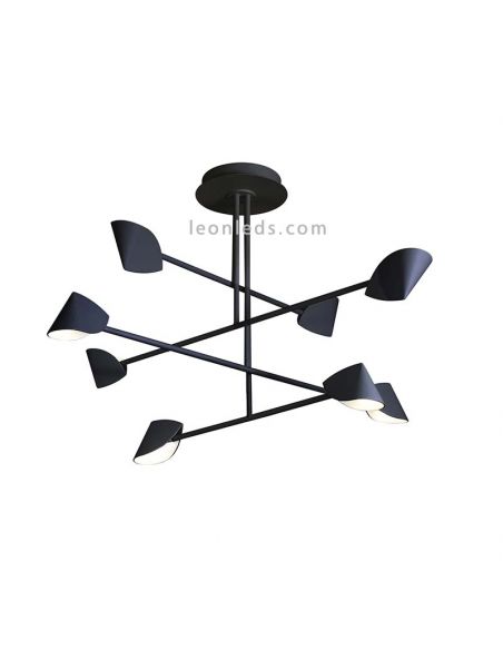 Lámpara de techo LED Capuccina negra 8 luces