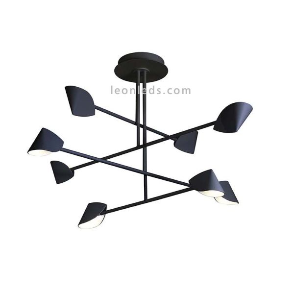 Lámpara de techo LED Capuccina negra 8 luces