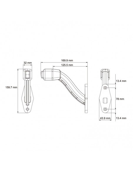 Dimensiones Piloto de anchura Largo LED Con Cable 26558 - 3 Funciones- Lucidity | LeonLeds