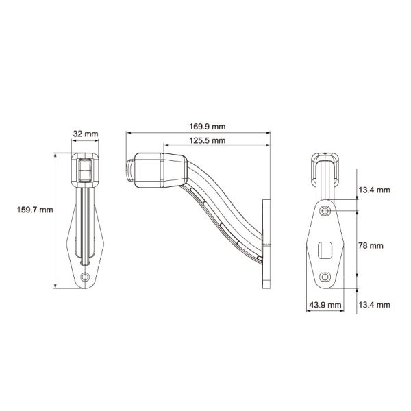 Dimensiones Piloto de anchura Largo LED Con Cable 26558 - 3 Funciones- Lucidity | LeonLeds