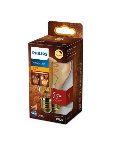 Lâmpada LED Flame Gold Regulável 4W - 25W 1800K Vintage LED Philips | leonleds
