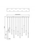Dimensiones Lámpara colgante LED rectangular serie Tubular Negra 27,5W 3000KTrio Lighting | LeonLeds