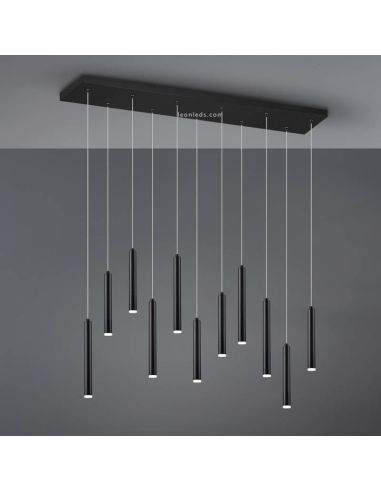 Lámpara colgante LED rectangular serie Tubular Negra 27,5W 3000K Trio Lighting | LeonLeds