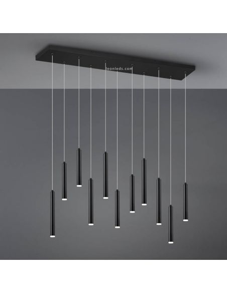 Suspension LED rectangulaire série Tubular noire 27,5W 3000K Trio Lighting | leonleds