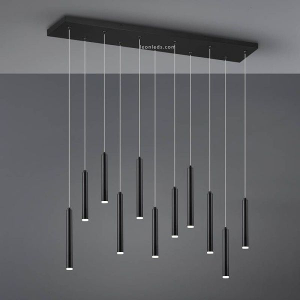 Lámpara colgante LED rectangular serie Tubular Negra 27,5W 3000K Trio Lighting | LeonLeds
