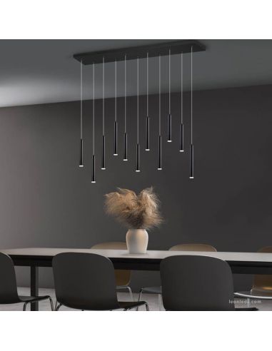 Lámpara colgante LED rectangular serie Tubular Negra 27,5W 3000K Trio Lighting | LeonLeds