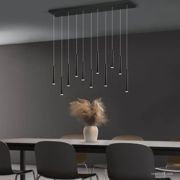 Lámpara colgante LED rectangular serie Tubular Negra 27,5W 3000K Trio Lighting | LeonLeds