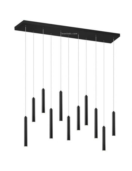 Lámpara colgante LED rectangular serie Tubular Negra 27,5W 3000K Trio Lighting | LeonLeds
