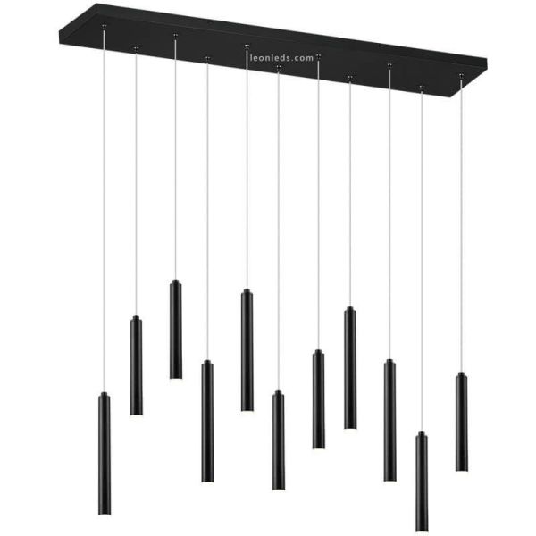 Lámpara colgante LED rectangular serie Tubular Negra 27,5W 3000K Trio Lighting | LeonLeds