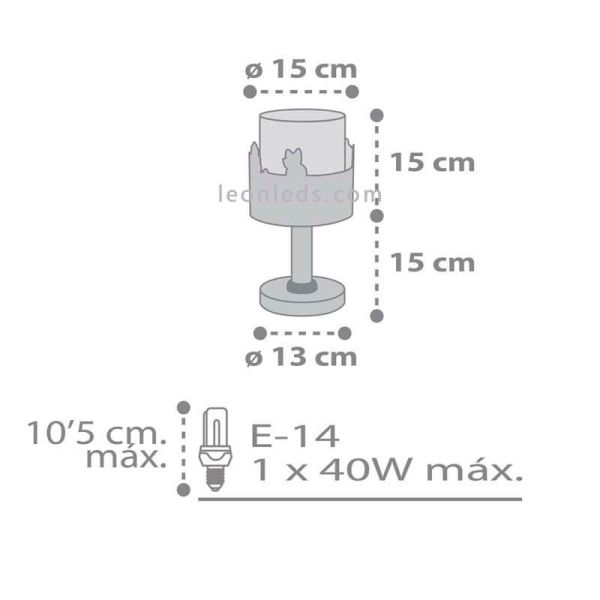 Dimensions lampe à poser enfant Loving Deer