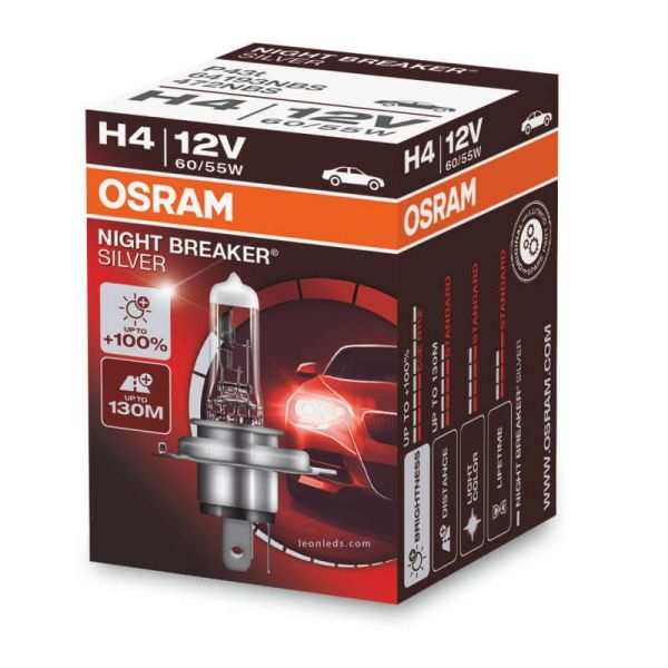 Bombilla H4 Night Breaker Silver +100% 64193NBS Osram | LeonLeds