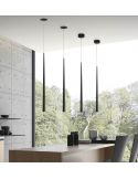 Suspension LED minimaliste Bendis noir 3000k ambiant étendu
