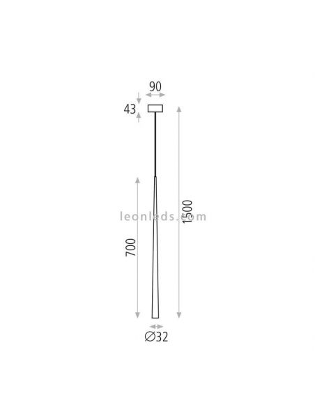 Lámpara colgante LED minimalista Bendis blanca o negro 3000k dimensiones