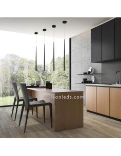 Suspension LED minimaliste Bendis noir 3000k 2