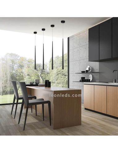 Lámpara colgante LED minimalista Bendis  negra 3000k ambiente