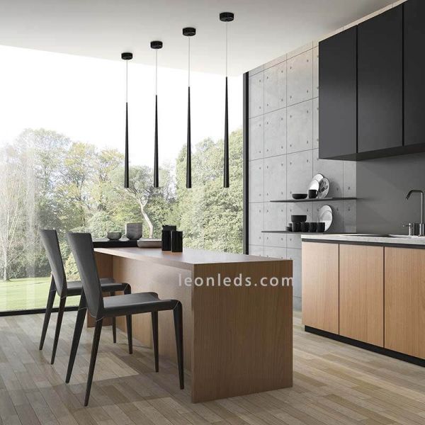 Lámpara colgante LED minimalista Bendis  negra 3000k ambiente