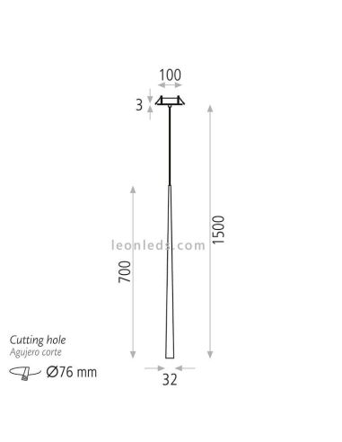 Dimensões da luminária suspensa LED Bendis preta