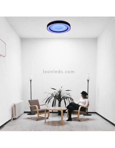 Plafón LED Arco multicolor con mando a distancia azul ambiente