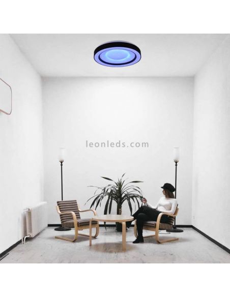 Plafón LED Arco multicolor con mando a distancia azul ambiente
