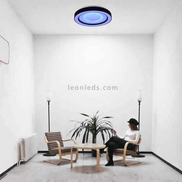 Plafón LED Arco multicolor con mando a distancia azul ambiente