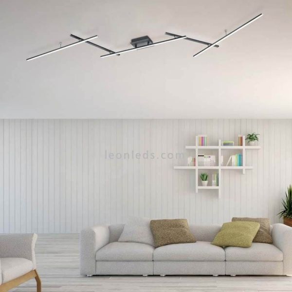 Plafón LED minimalista Arvin RGB articulable negro ambiente