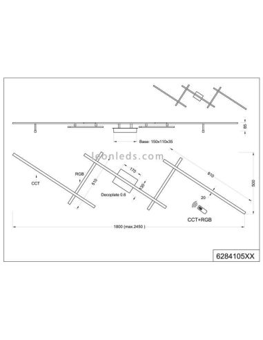 Luminária de teto LED minimalista Arvin RGB dimensões articuláveis