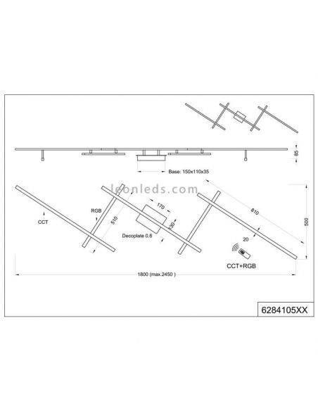 Plafonnier LED minimaliste Arvin RGB dimensions articulables
