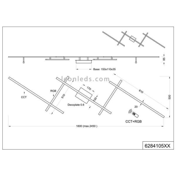 Plafonnier LED minimaliste Arvin RGB dimensions articulables
