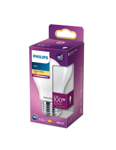 Bombilla LED con rosca ancha equivalente a 100W - 10.5W Cristal Opaco LED Classic 2700K Philips | LeonLeds