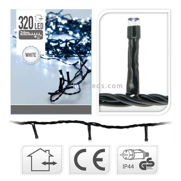 Guirlanda de Natal fixa com 320 LEDS branco frio 27 metros