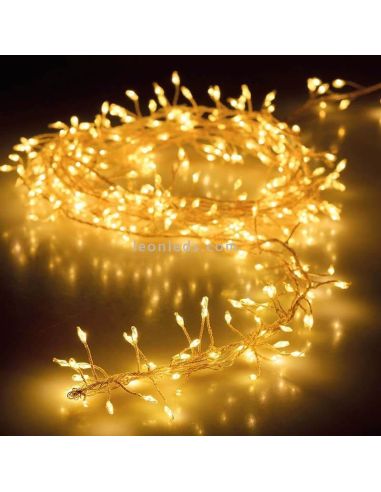 Guirnalda navideña tipo espino 100 leds de luz cálida a pilas interior
