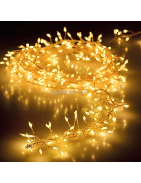 Guirnalda navideña tipo espino 100 leds de luz cálida a pilas interior