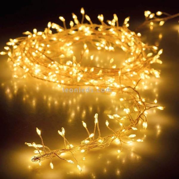 Guirnalda navideña tipo espino 100 leds de luz cálida a pilas interior