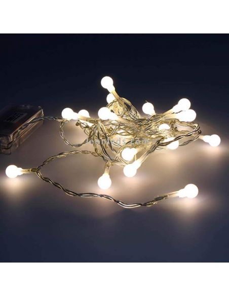 Guirnalda LED interior a pilas con 20 leds redondos de luz cálida