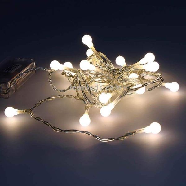 Guirnalda LED interior a pilas con 20 leds redondos de luz cálida