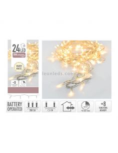 Guirnalda a pilas multifunción 24 leds cable transparente 2m 2