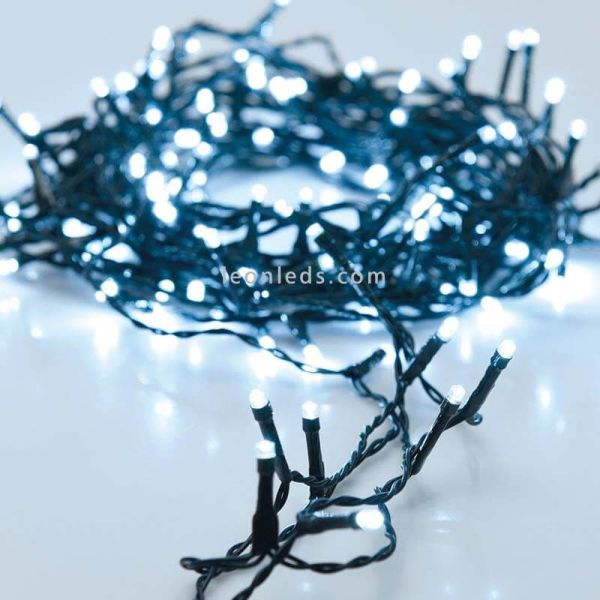 Guirnalda a pilas multifuncion 96 leds cable negro luz fría 7m exterior