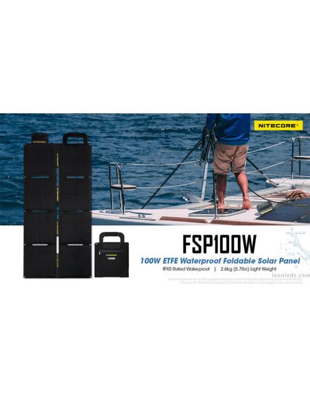 Painel Solar 100W Dobrável e impermeável IPX5 FSP100W | leonleds