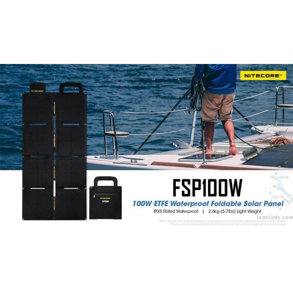 Painel Solar 100W Dobrável e impermeável IPX5 FSP100W | leonleds