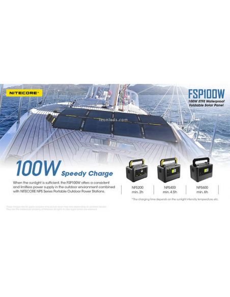 Panel Solar 100W Plegable y resistente al agua IPX5 FSP100W | LeonLeds