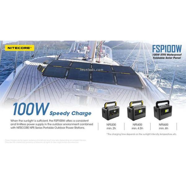 Panel Solar 100W Plegable y resistente al agua IPX5 FSP100W | LeonLeds