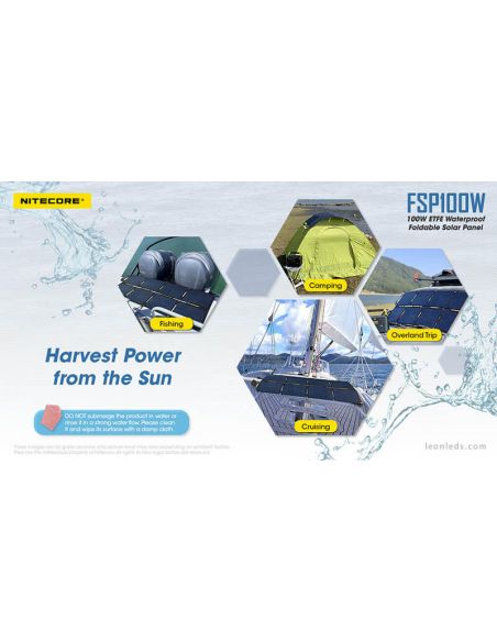 Painel Solar 100W Dobrável e impermeável IPX5 FSP100W | leonleds