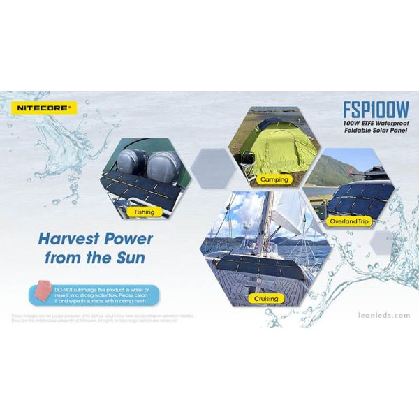Panneau Solaire 100W Pliable et étanche IPX5 FSP100W | leonleds