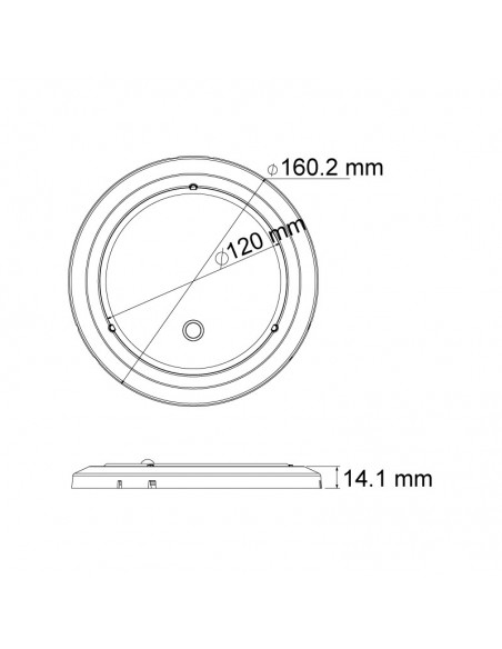 Dimensions Plafonnier intérieur à LED Véhicules avec capteur de lucidité | Éclairage LeonLeds