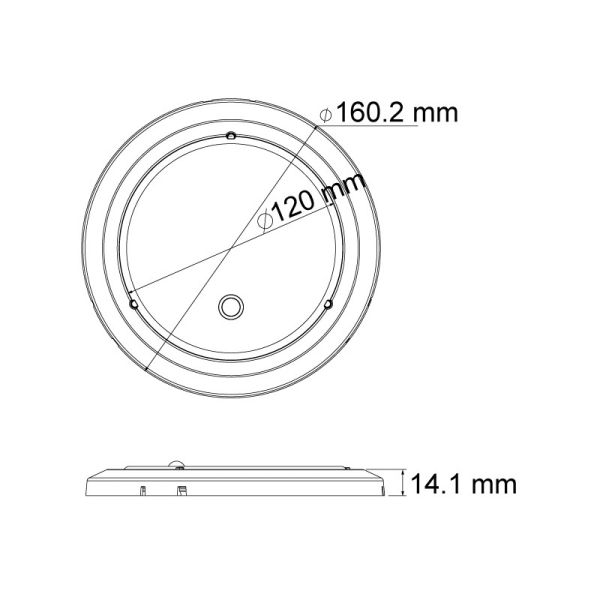 Dimensions Plafonnier intérieur à LED Véhicules avec capteur de lucidité | Éclairage LeonLeds