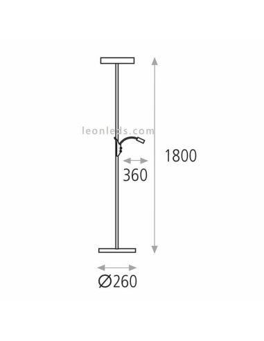 Lampadaire LED avec lecteur noir Dimensions Yamala