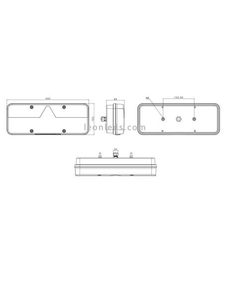 Feu arrière LED avec triangle clignotant dynamique et éclairage de plaque d'immatriculation 12V/36V FT500 Fristom | leonleds