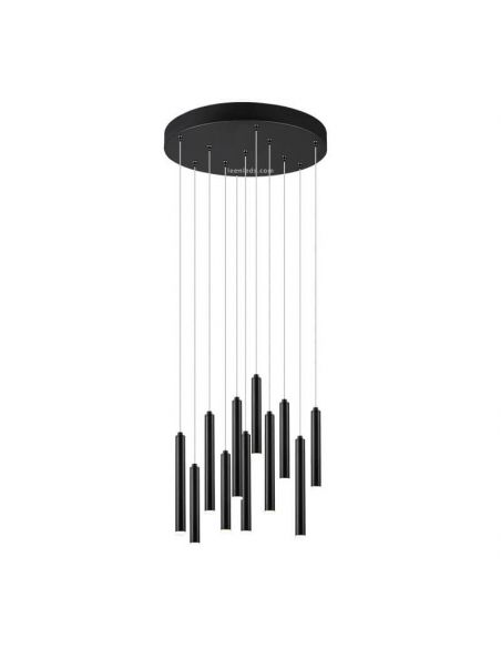Luminária pendente tubular LED formato redondo acabamento preto 27,5W 3000K Trio 321691132 | LeonLeds