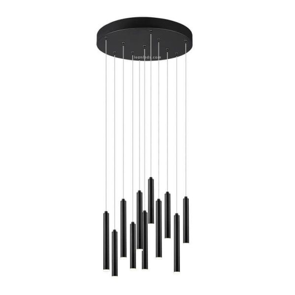 Lámpara colgante LED Tubular con forma redonda en acabado Negro 27,5W 3000K Trio 321691132 | LeonLeds